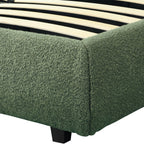 Madisson - Lit Coffre avec Tête de Lit Matelassée en Tissu Bouclé - Vert Kaki
