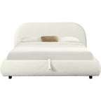 Madisson - Lit Coffre avec Tête de Lit Matelassée en Tissu Bouclé - Beige