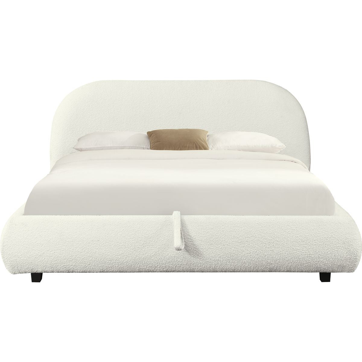 Madisson - Lit Coffre avec Tête de Lit Matelassée en Tissu Bouclé - Beige
