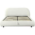 Madisson - Lit Coffre avec Tête de Lit Matelassée en Tissu Bouclé - Beige
