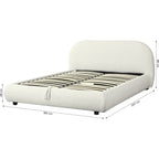 Madisson - Lit Coffre avec Tête de Lit Matelassée en Tissu Bouclé - Beige