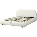 Madisson - Lit Coffre avec Tête de Lit Matelassée en Tissu Bouclé - Beige