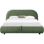 Madisson - Lit Coffre avec Tête de Lit Matelassée en Tissu Bouclé - Vert Kaki