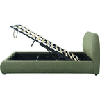Madisson - Lit Coffre avec Tête de Lit Matelassée en Tissu Bouclé - Vert Kaki
