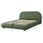 Madisson - Lit Coffre avec Tête de Lit Matelassée en Tissu Bouclé - Vert Kaki
