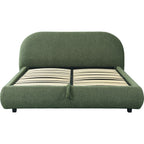 Madisson - Lit Coffre avec Tête de Lit Matelassée en Tissu Bouclé - Vert Kaki