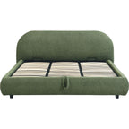 Madisson - Lit Coffre avec Tête de Lit Matelassée en Tissu Bouclé - Vert Kaki