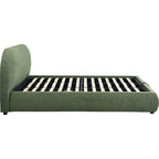 Madisson - Lit Coffre avec Tête de Lit Matelassée en Tissu Bouclé - Vert Kaki