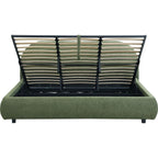 Madisson - Lit Coffre avec Tête de Lit Matelassée en Tissu Bouclé - Vert Kaki