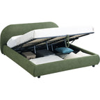 Madisson - Lit Coffre avec Tête de Lit Matelassée en Tissu Bouclé - Vert Kaki