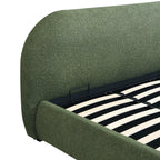 Madisson - Lit Coffre avec Tête de Lit Matelassée en Tissu Bouclé - Vert Kaki