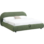 Madisson - Lit Coffre avec Tête de Lit Matelassée en Tissu Bouclé - Vert Kaki