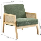 Mani - Fauteuil en Cannage et Tissu Bouclé - Vert Kaki