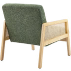 Mani - Fauteuil en Cannage et Tissu Bouclé - Vert Kaki