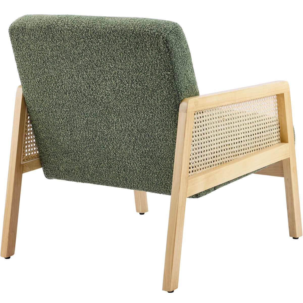 Mani - Fauteuil en Cannage et Tissu Bouclé - Vert Kaki