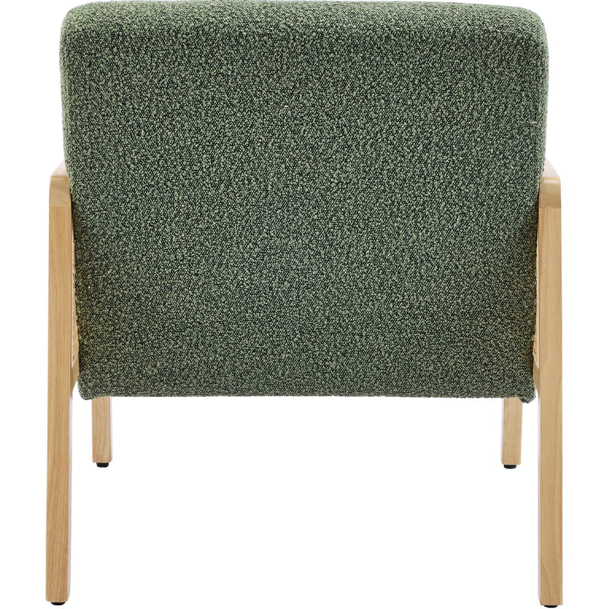 Mani - Fauteuil en Cannage et Tissu Bouclé - Vert Kaki