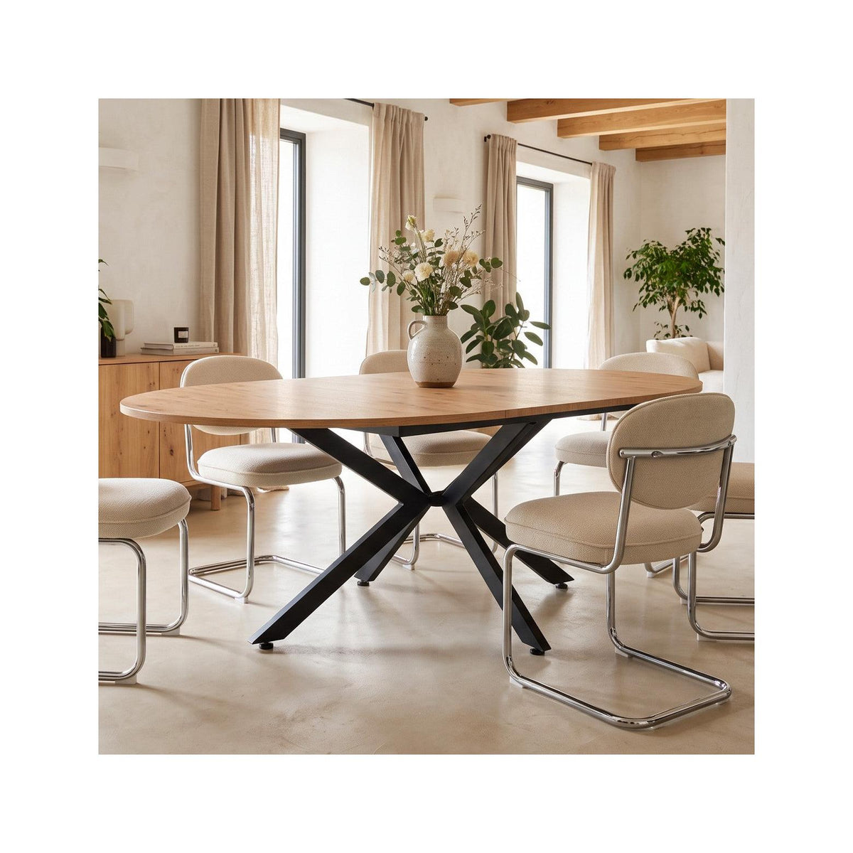 Marius - Table à Manger Extensible Effet 4/6 Personnes 100/140 cm - Bois