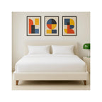 Milo - Lit Adulte 140x190 cm avec Tête de Lit Capitonnée en Tissu Bouclé - Beige