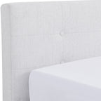 Milo - Lit Adulte 140x190 cm avec Tête de Lit Capitonnée en Tissu - Beige