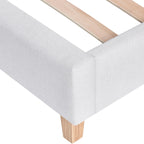 Milo - Lit Adulte 140x190 cm avec Tête de Lit Capitonnée en Tissu - Beige