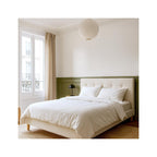 Milo - Lit Adulte 140x190 cm avec Tête de Lit Capitonnée en Velours - Beige