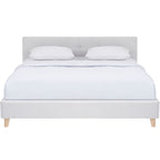 Milo - Lit Adulte 160x200 cm avec Tête de Lit Capitonnée en Tissu - Beige