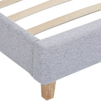 Milo - Lit Adulte 160x200 cm avec Tête de Lit Capitonnée en Tissu - Gris Chiné