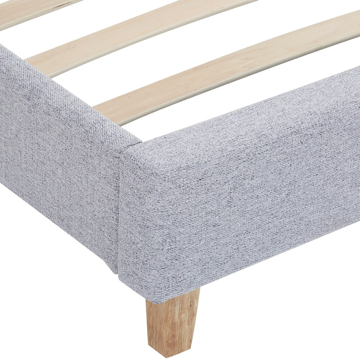 Milo - Lit Adulte 160x200 cm avec Tête de Lit Capitonnée en Tissu - Gris Chiné