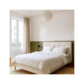 Milo - Lit Adulte 160x200 cm avec Tête de Lit Capitonnée en Velours - Beige