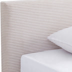Milo - Lit Adulte 160x200 cm avec Tête de Lit Capitonnée en Velours Côtelé - Beige