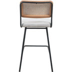 Muse - Lot de 2 Chaises de Bar en Cannage et Velours Côtelé, Piètement Noir - Beige