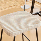 Muse - Lot de 2 Chaises de Bar en Cannage et Velours Côtelé, Piètement Noir - Beige