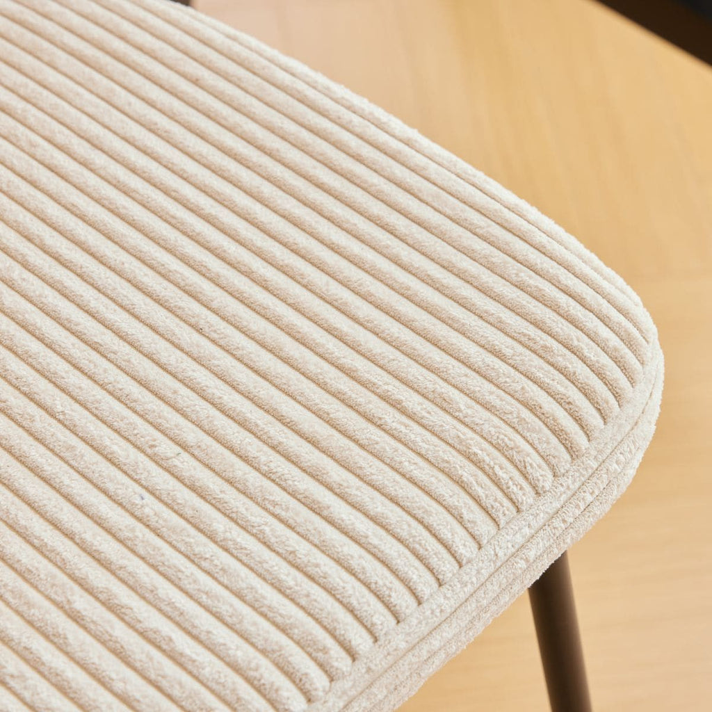 Muse - Lot de 2 Chaises de Bar en Cannage et Velours Côtelé, Piètement Noir - Beige