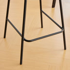 Muse - Lot de 2 Chaises de Bar en Cannage et Velours Côtelé, Piètement Noir - Beige