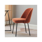 Olden - Lot de 2 Chaises de Salle à Manger en Tissu Bouclé, Piètement Noir - Rouille