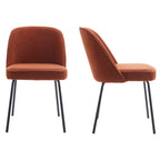 Olden - Lot de 2 Chaises de Salle à Manger en Tissu Bouclé, Piètement Noir - Rouille