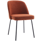 Olden - Lot de 2 Chaises de Salle à Manger en Tissu Bouclé, Piètement Noir - Rouille