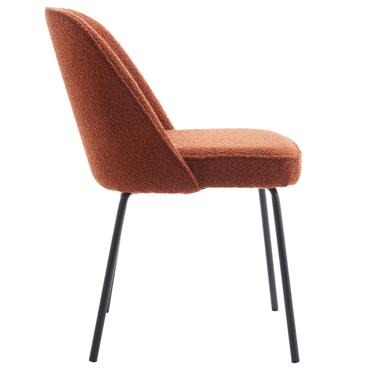 Olden - Lot de 2 Chaises de Salle à Manger en Tissu Bouclé, Piètement Noir - Rouille