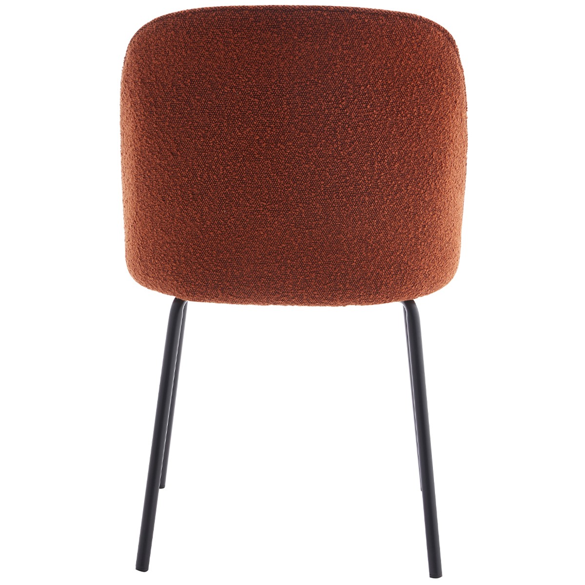 Olden - Lot de 2 Chaises de Salle à Manger en Tissu Bouclé, Piètement Noir - Rouille