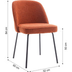 Olden - Lot de 2 Chaises de Salle à Manger en Tissu Bouclé, Piètement Noir - Rouille