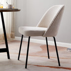 Olden - Lot de 2 Chaises de Salle à Manger en Velours Côtelé, Piètement Noir - Beige