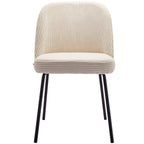 Olden - Lot de 2 Chaises de Salle à Manger en Velours Côtelé, Piètement Noir - Beige