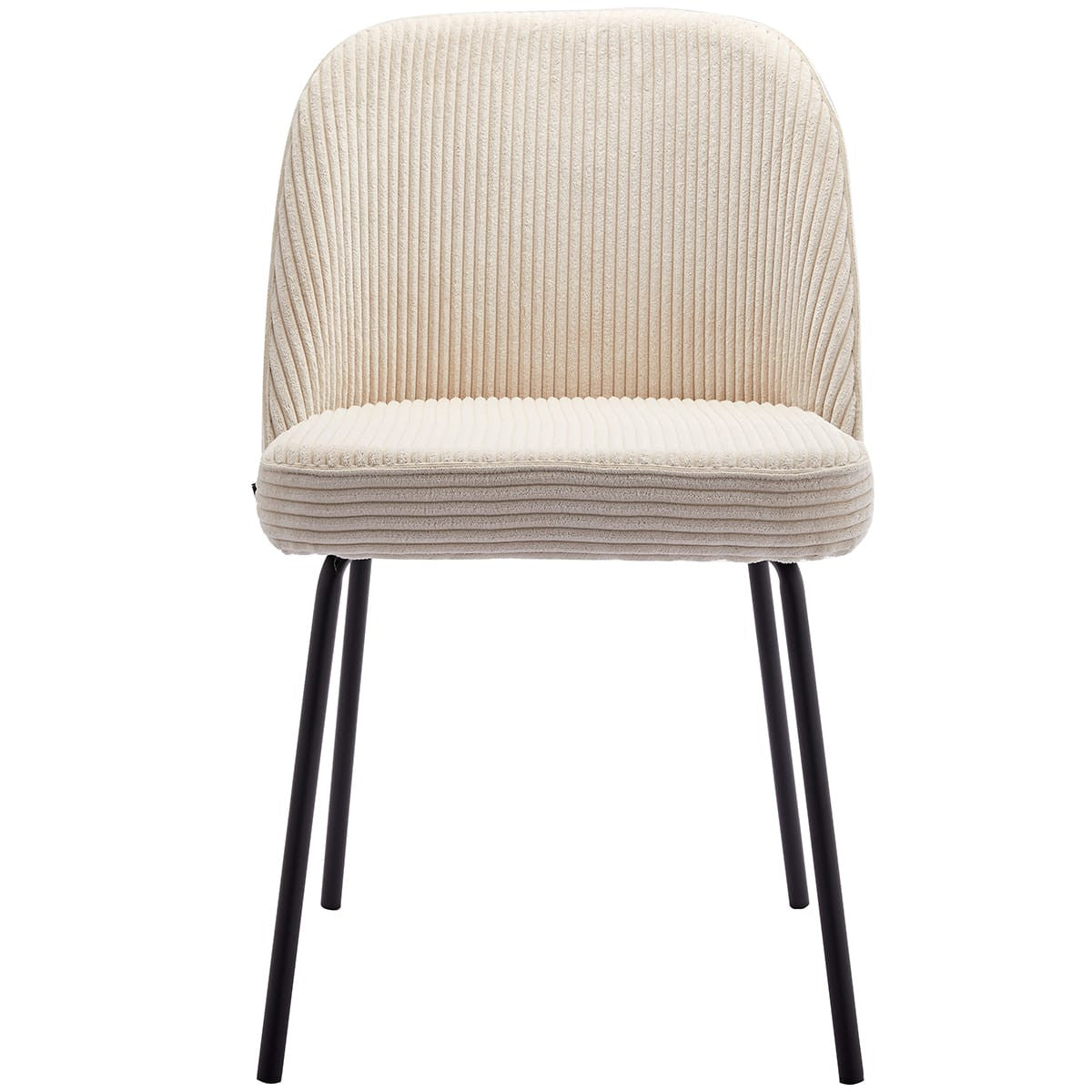 Olden - Lot de 2 Chaises de Salle à Manger en Velours Côtelé, Piètement Noir - Beige