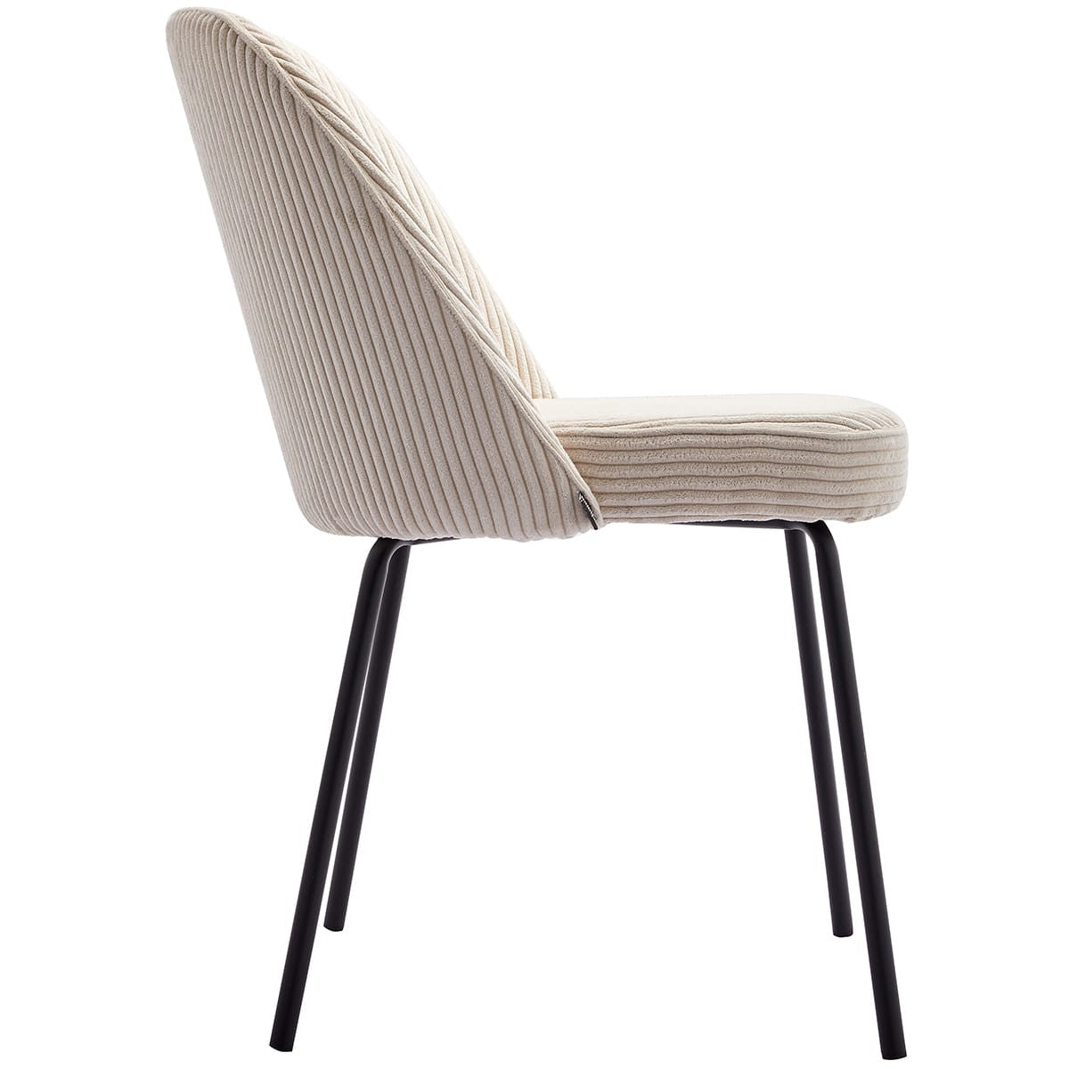 Olden - Lot de 2 Chaises de Salle à Manger en Velours Côtelé, Piètement Noir - Beige