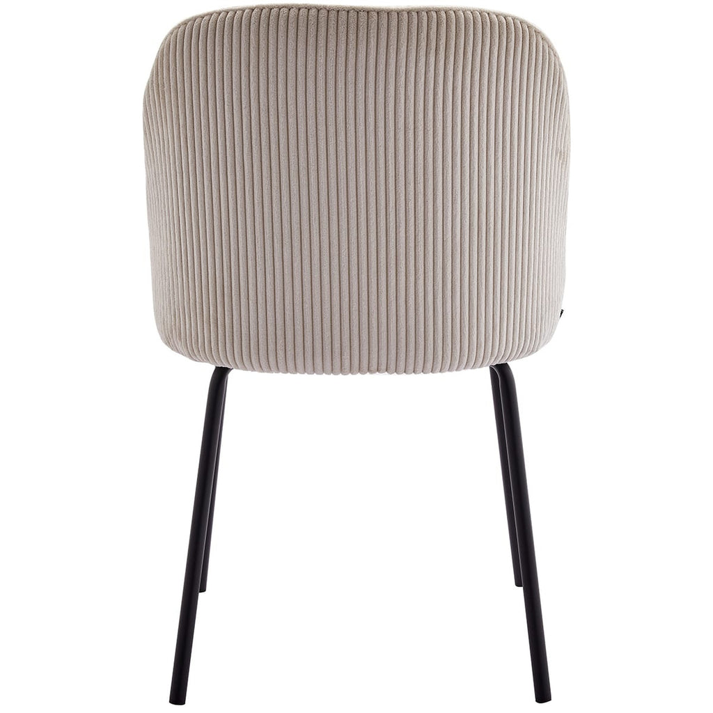 Olden - Lot de 2 Chaises de Salle à Manger en Velours Côtelé, Piètement Noir - Beige
