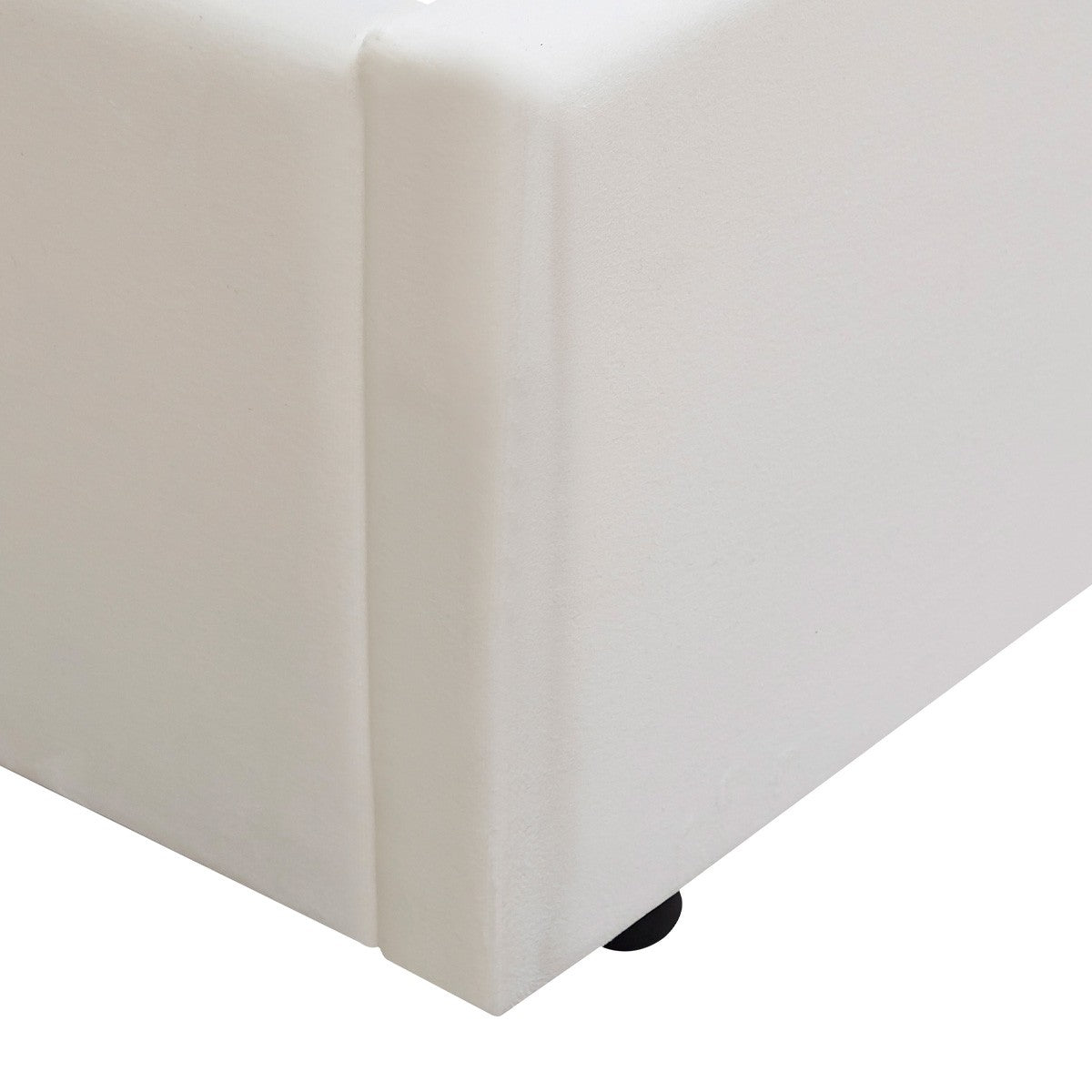 Ninon - Lit Adulte 160x200 cm avec Tête de Lit Matelassée en Velours - Beige