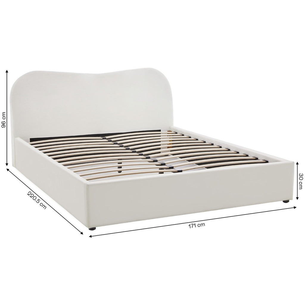 Ninon - Lit Adulte 160x200 cm avec Tête de Lit Matelassée en Velours - Beige