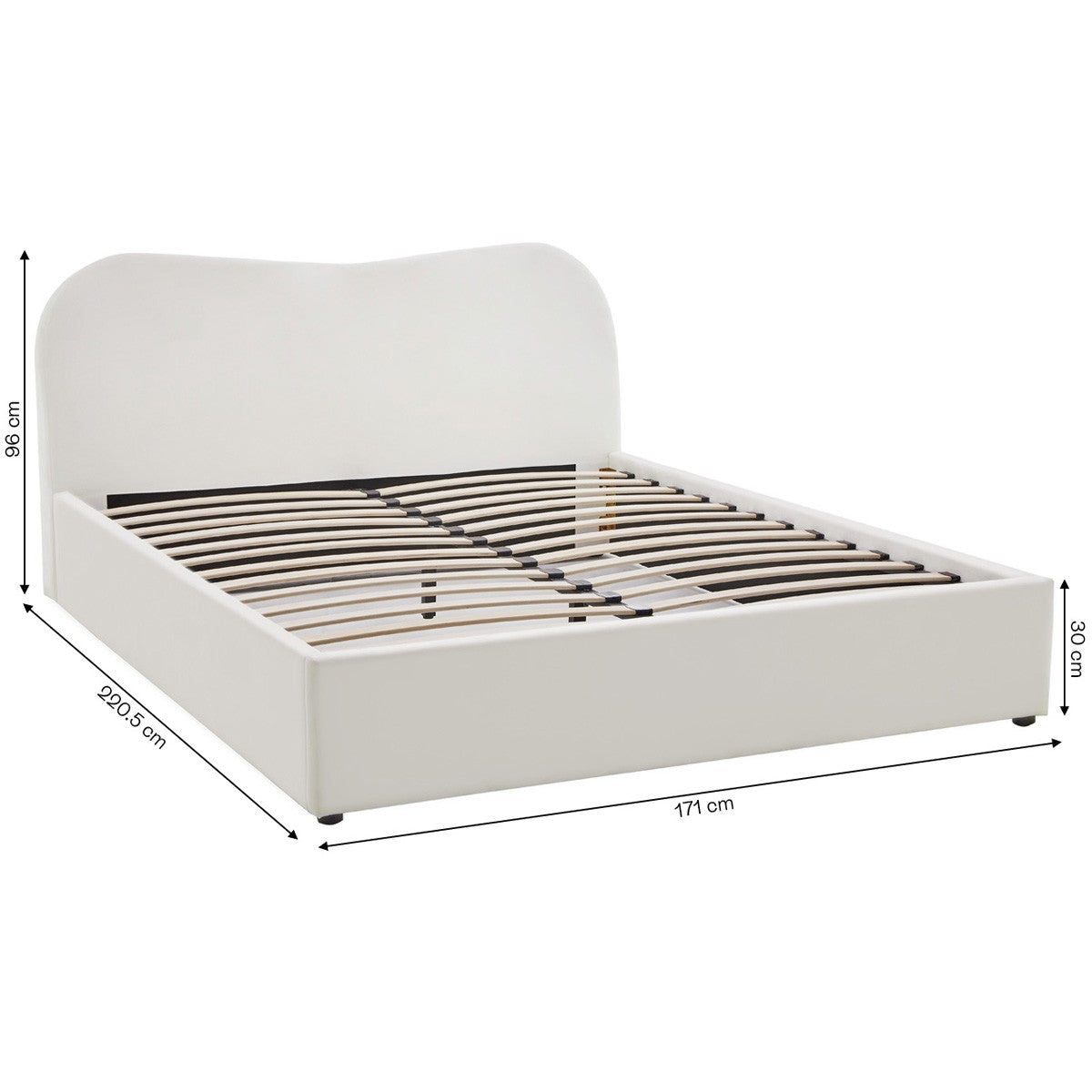 Ninon - Lit Adulte 160x200 cm avec Tête de Lit Matelassée en Velours - Beige
