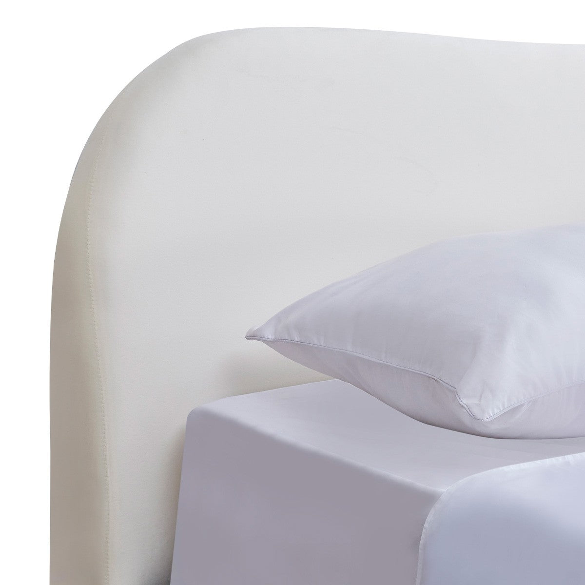 Ninon - Lit Adulte 160x200 cm avec Tête de Lit Matelassée en Velours - Beige