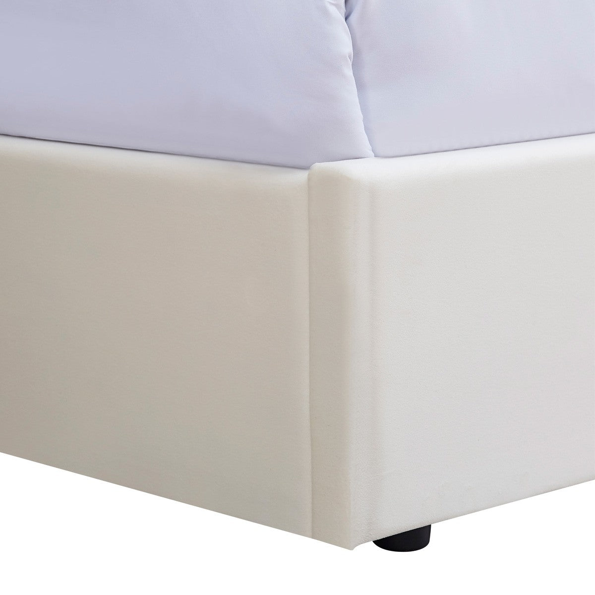 Ninon - Lit Adulte 160x200 cm avec Tête de Lit Matelassée en Velours - Beige